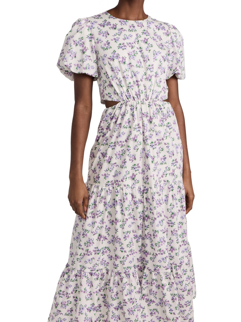 WAYF Women's Lavender Floral Maxi Dress with Cutout Waist